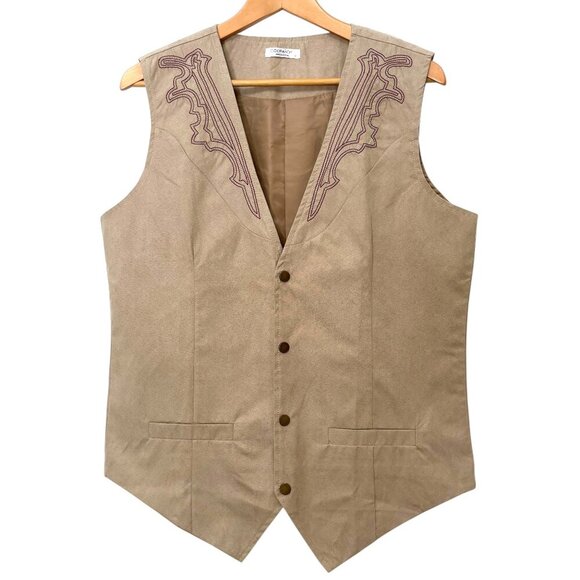 COOFANDY Western Vest NWOT Embroidered Front and Back Mens Size M Easily Unisex - Picture 1 of 8